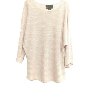 Tahari 100% Linen Womens Small Knit Sweater Cream Beige Versatile Breathability